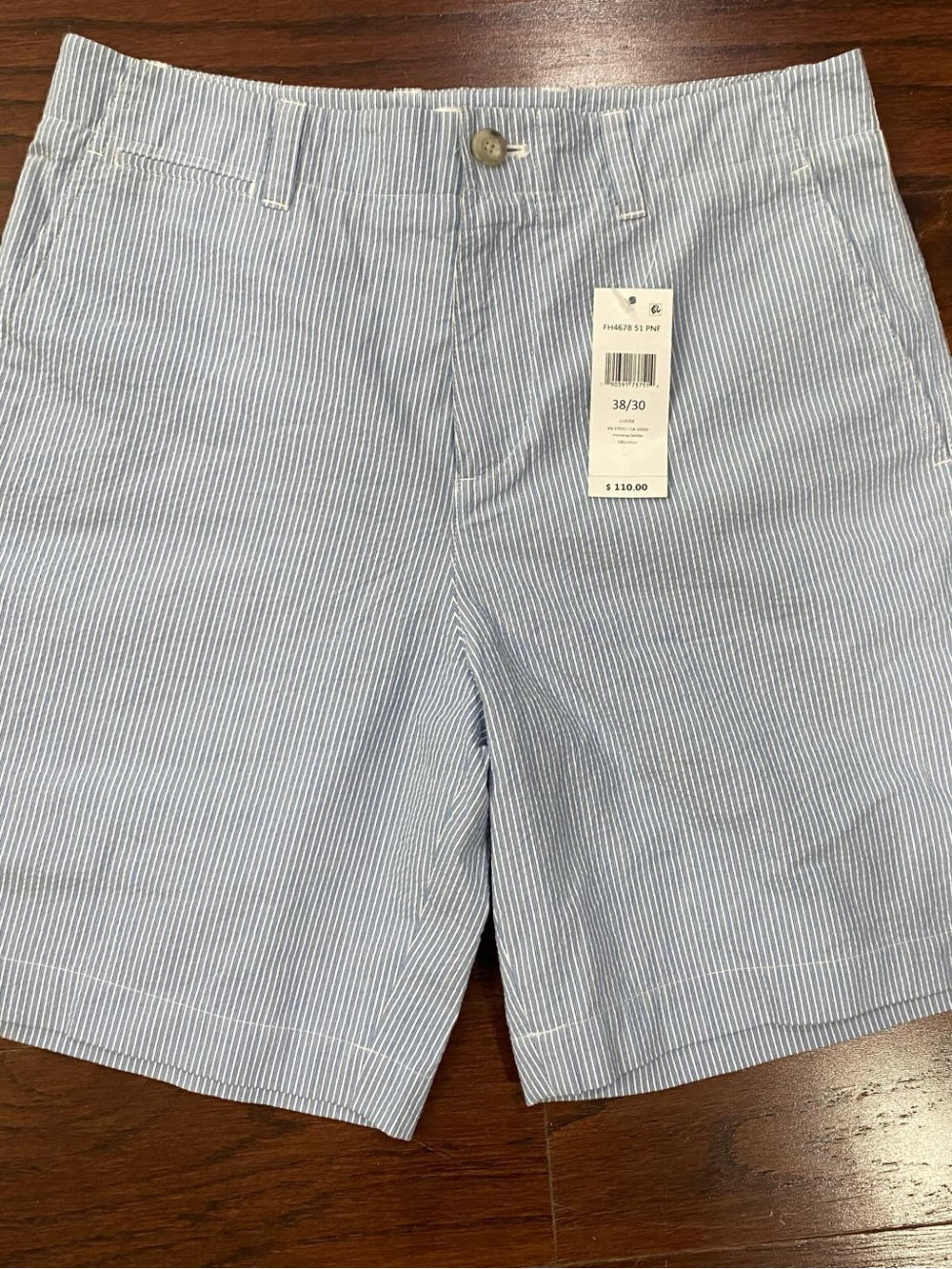 NWT  Lacoste Seersucker Striped Shorts Men’s Size 30  Blue Preppy Beach